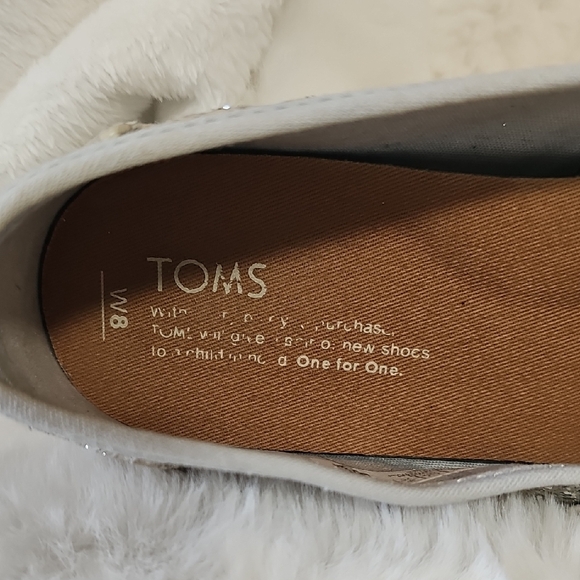 TOMS Women's Sparkling Loafers - Silver and Cream - Picture 7 of 8